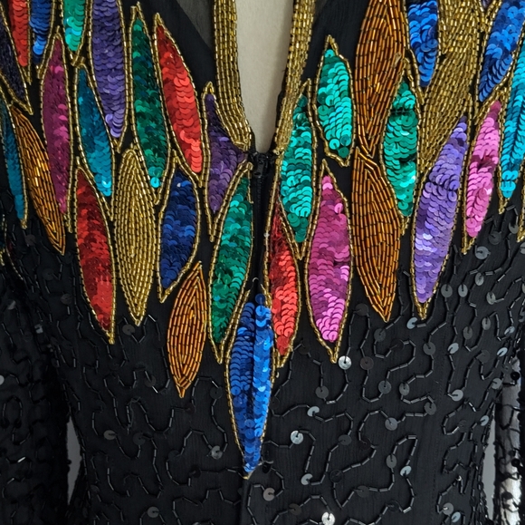 Leslie Fay 80s beaded dress size 8 vintage dress - Picture 9 of 12